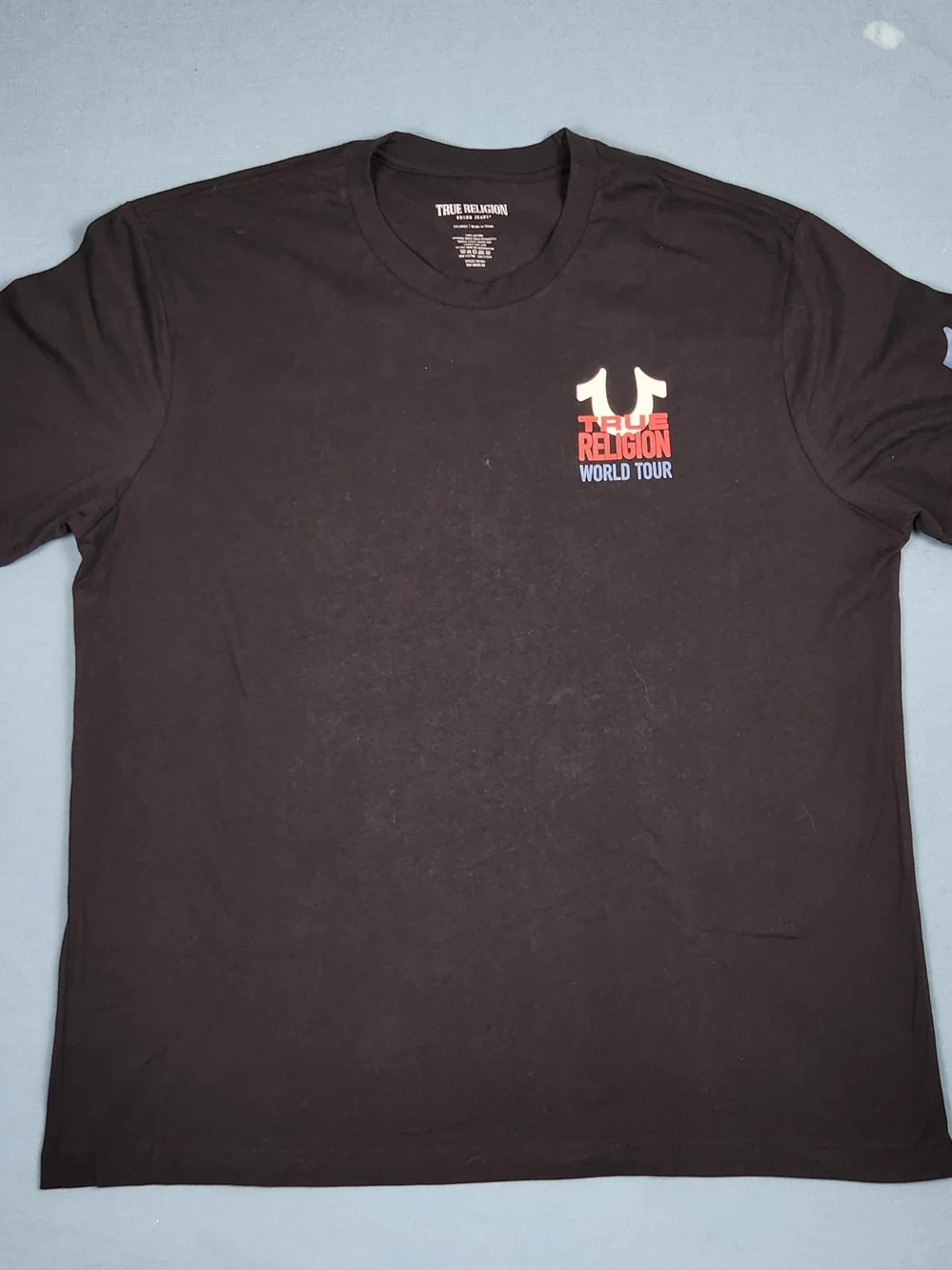 True Religion World Tour Graphic T Shirt Mens 2XL Black NWT Buddha Logo Tee